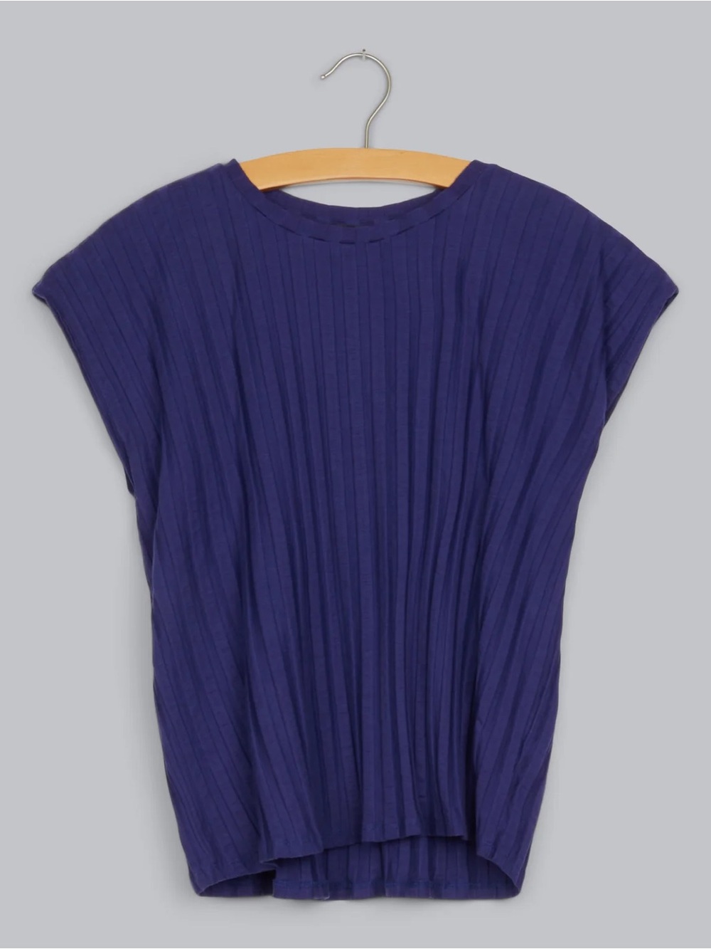 Eileen Fisher purple tencel wide ribbed stretch shirt size medium stretchy